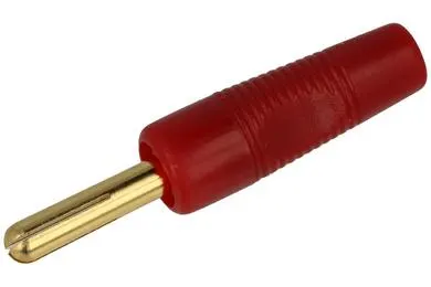 Wtyk bananowy przykręcany na przewód 4mm, 5A, czerwony