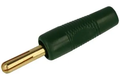 Wtyk bananowy przykręcany na przewód 4mm, 5A, zielony