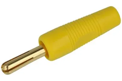 Wtyk bananowy przykręcany na przewód 4mm, 5A, żółty