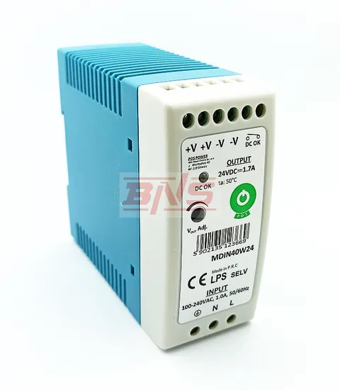 MDIN40W24 zasilacz impulsowy, szyna DIN 24V / 1,7A / 40W