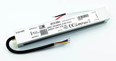 AF12-2501 zasilacz impulsowy LED 12V / 2,5A, IP67