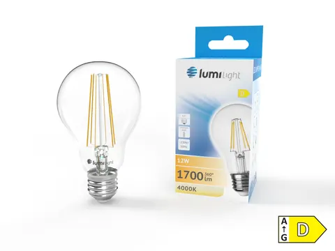 FLIM A60 żarówka LED, barwa neutralna filamentowa, moc 12W, trzonek E27