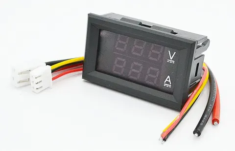 Panelowy woltomierz i amperomierz 0 - 99,9Vdc / 10A, LED czerwony