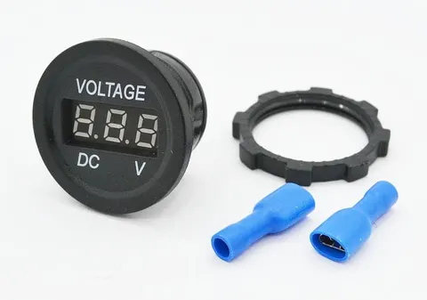Woltomierz niebieski LED 12-24Vdc okrągły
