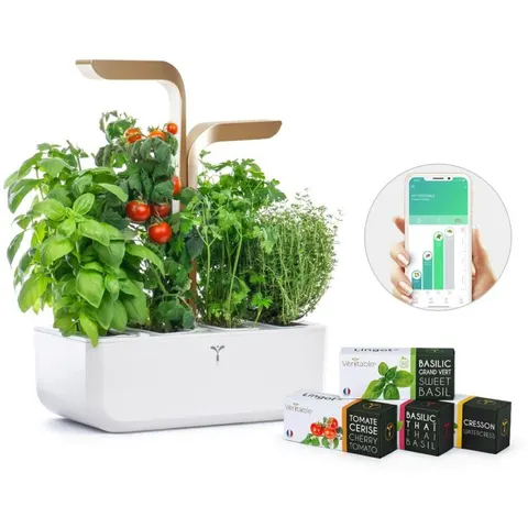 Véritable CONNECT - biały/szampan + 4 wkłady ziołowe - Automatyczna doniczka