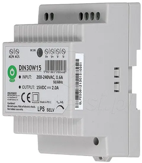 DIN30W15 zasilacz impulsowy 15V / 2A / 30W