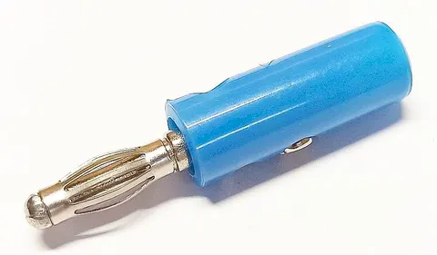 AL2305 wtyk bananowy z gniazdem 4mm, niebieski, przewód przykręcany