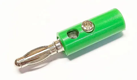AL2305 wtyk bananowy z gniazdem 4mm, zielony, przewód przykręcany
