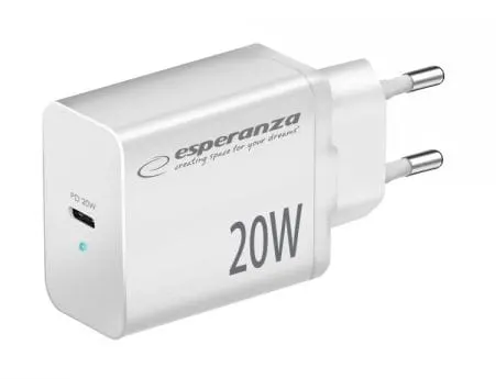 EZC104W szybka ładowarka sieciowa USB C, moc 20W, biała