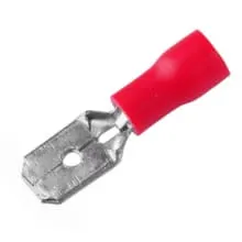 Konektor izolowany męski czerwony 6,3x0,8mm