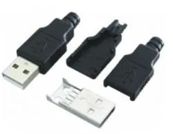 Wtyk USB A 4 pin montowane na przewód z osłoną