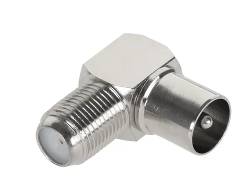 Adapter, przejściówka gniazdo F / wtyk antenowy TV kątowy