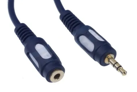 Przedłużacz kablowy Jack 3,5mm stereo (wtyk-gniazdo); długość 1,8m; łezka
