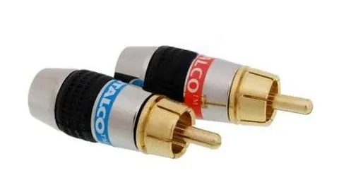Wtyk RCA (chinch) lutowany na przewód złoty 6.7mm