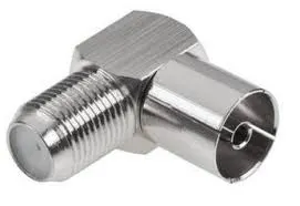 Adapter, przejściówka gniazdo F / gniazdo TV antenowe kątowy