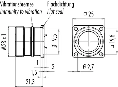 99-4637-00-06 wtyk męski montowany na panel M23; 6-pin; 20A / 300V