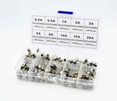 Zestaw bezpieczników szklanych 5x20mm (0.5A-20A) 100szt