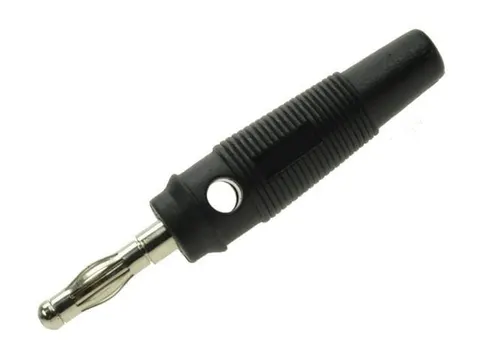 25.411.2 wtyk bananowy przykręcany na przewód, czarny 60V / 24A; 4mm