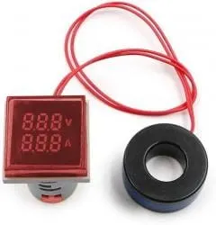 Woltomierz i amperomierz czerwony LED, zakres 20 - 500V / 100A