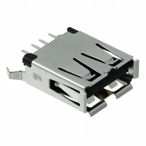 Gniazdo USB A 4 pin, montaż przewlekany pionowy