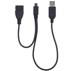 Rozgałęźnik/adapter komputerowy OTG "Y" USB A gniazdo / USB A wtyk / USB mikro wtyk; przewód 30cm