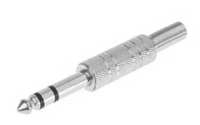Wtyk JACK 6,3mm stereo, obudowa metalowa niklowana