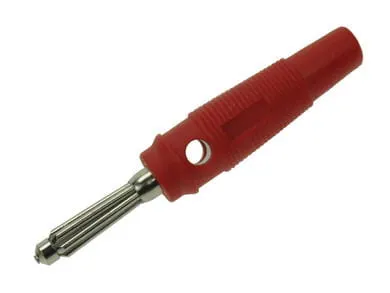 25.413.1 wtyk bananowy 4mm / gniazdo bananowe, 60V / 32A, czerwony