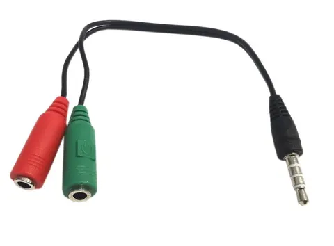 Adapter, przejściówka Jack 3.5mm 4 pola wtyk / 2x gniazdo Jack 3,5mm