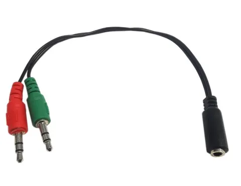 Adapter, przejściówka Jack 3.5mm 4 pola gniazdo / 2x wtyk Jack 3,5mm