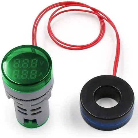 Woltomierz i amperomierz zielony LED, zakres 20 - 380Vac / 0- 100A