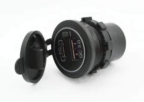 Ładowarka samochodowa USB-A QC3.0; USB-C z wyłącznikiem