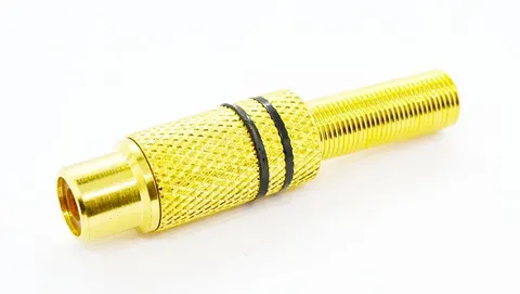 Gniazdo RCA (chinch) lutowany na przewód złoty czarny 5,6mm