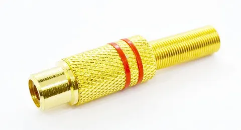 Gniazdo RCA (chinch) lutowany na przewód złoty czerwony 5,6mm