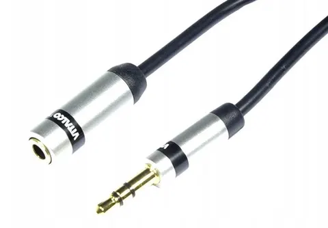 Przedłużacz kablowy Jack 3,5mm stereo (wtyk-gniazdo); długość 5m; Slim