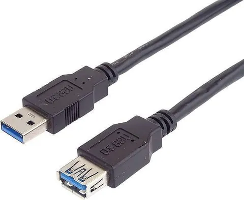 Przedłużacz komputerowy USB A / USB A 2.0, czarny, długość 5m
