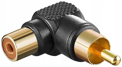 Adapter RCA wtyk / gniazdo kątowe złoty czarny