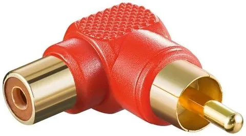 Adapter RCA wtyk / gniazdo kątowe złoty czerwony