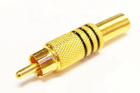 Wtyk RCA (chinch) lutowany na przewód złoty 6,7mm, czarny