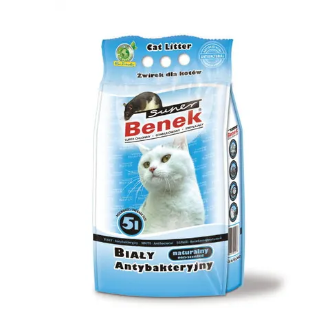 SUPER BENEK antybakteryjny biały - żwirek dla kota - 5 l