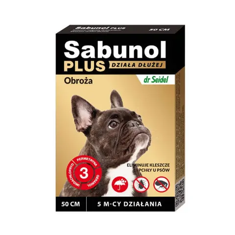 SABUNOL PLUS Obroża przeciw pchłom i kleszczom dla psów - rozmiar 50 cm