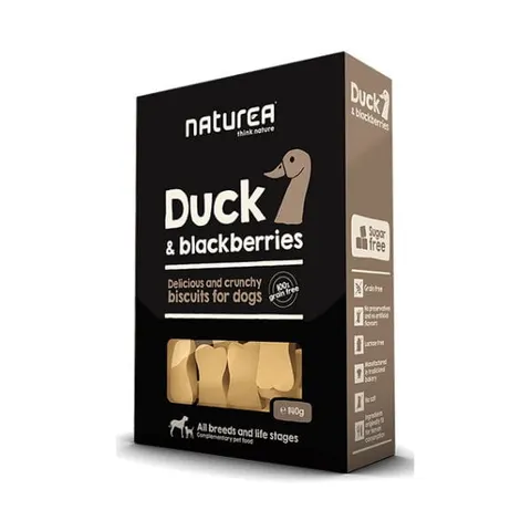 NATUREA DUCK Biszkopty bezzbożowe z kaczką i jeżynami dla psów - 140 g