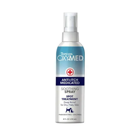 TROPICLEAN OXYMED ANTI-ITCH SPRAY kojący przeciwświadowy na skórę u psów i kotów - 236 ml