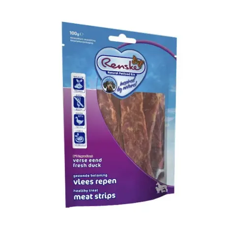 RENSKE MEAT STRIPS DUCK Suszone płaty mięsa kaczki dla psów - 100 g