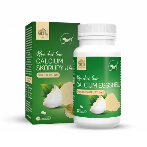 POKUSA Raw Diet Line CALCIUM EGGSHELL Skorupy jaj dla psów i kotów - 120 tabletek