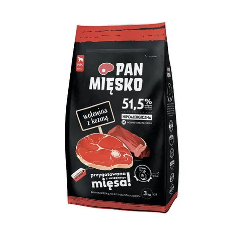PAN MIĘSKO Karma sucha dla psa wołowina kozina 3kg