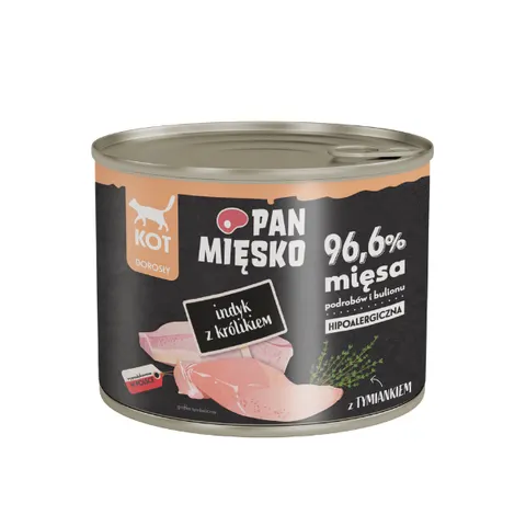 PAN MIĘSKO INDYK Z KRÓLIKIEM Karma pełnoporcjowa dla kotów