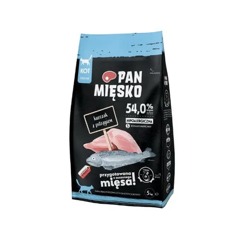 PAN MIĘSKO - karma sucha dla kotów - kurczak i pstrąg