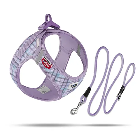 Szelki i smycz dla psa CURLI CLASP AIR MESH - LAVENDER CARO