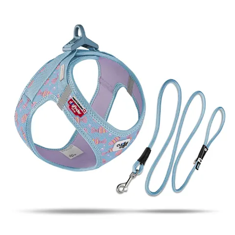 Szelki i smycz dla psa CURLI CLASP AIR MESH - AQUA FISH