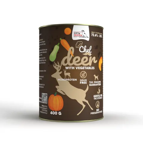 SYTA MICHA Jeleń z warzywami - karma mokra dla psa - 400g